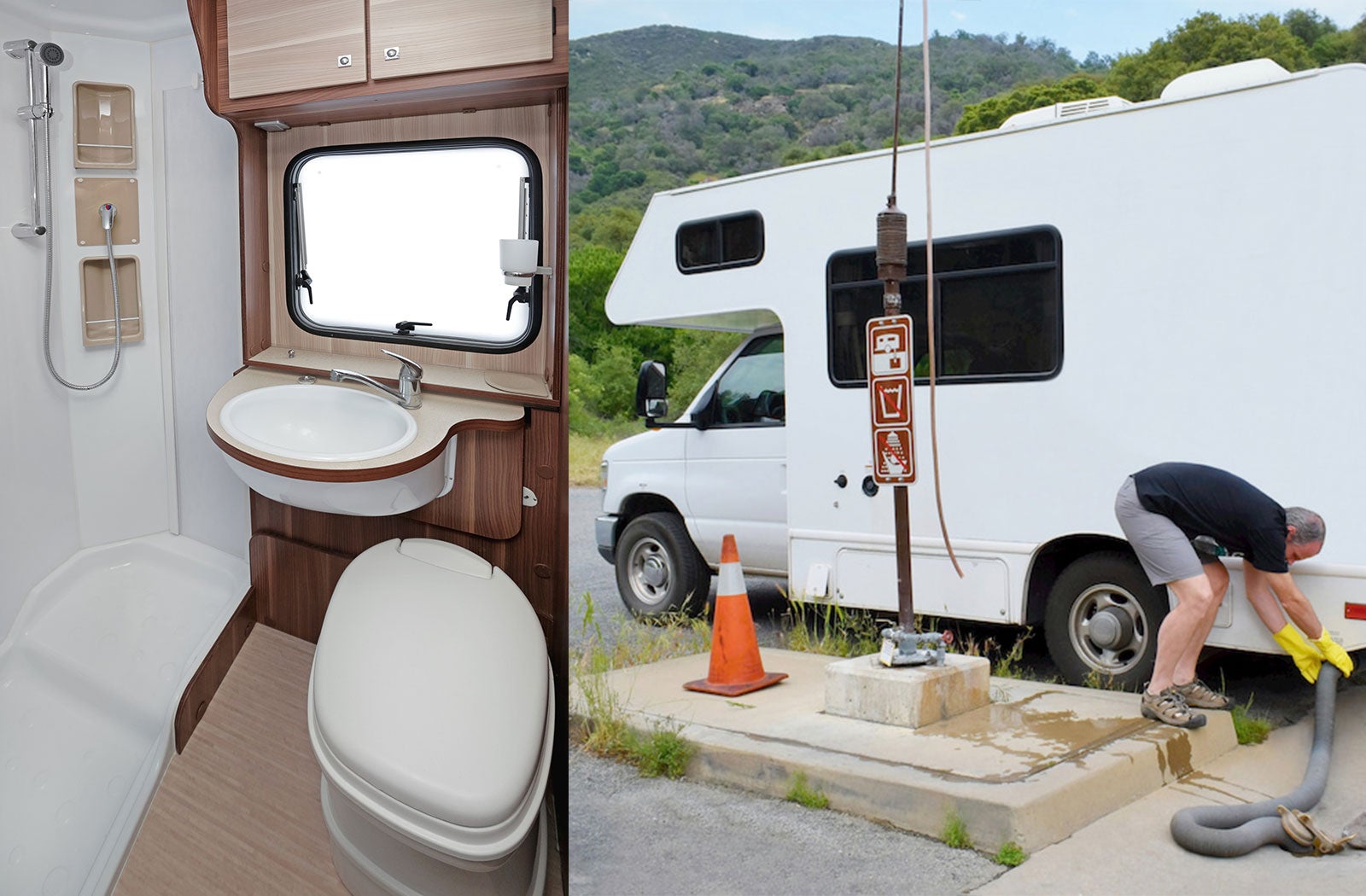 Portable RV/camper toilet and holding tank setup in Burnettown, South Carolina