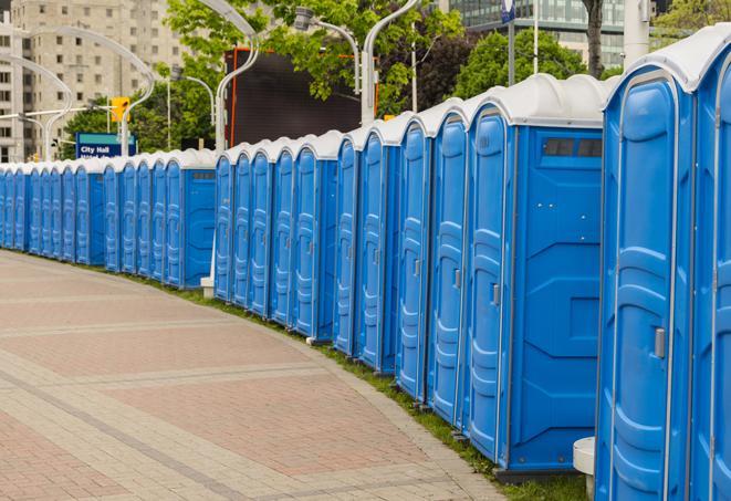 Seasonal porta potty units set up at a Burnettown, South Carolina venue