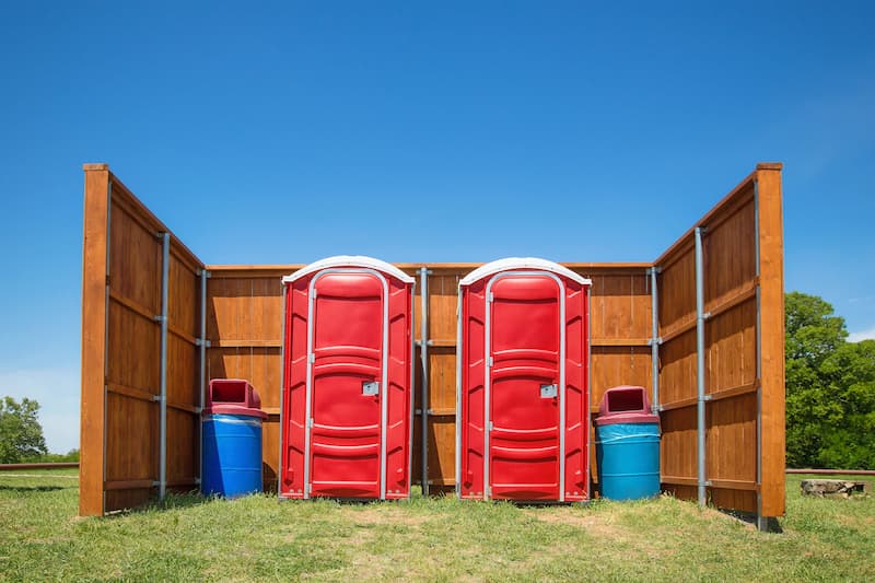 Short-term porta potty units staged for delivery in Burnettown, South Carolina